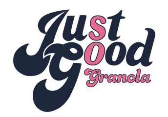 The Just So Good 70’s retro blue and pink logo.